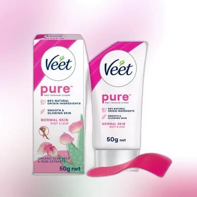Veet Pure Hair Removal Cream With Organic Aelo Vera and Rose Extract