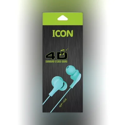 Icon In-Ear Earphone 4D surround Stereo sound Turquoise Blue (IEP-102)
